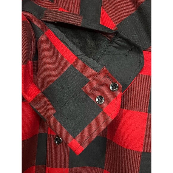 Men's Shirt Jacket XXL Red & Black Buffalo Plaid Fleece Lined Winter Hiking - Picture 13 of 15